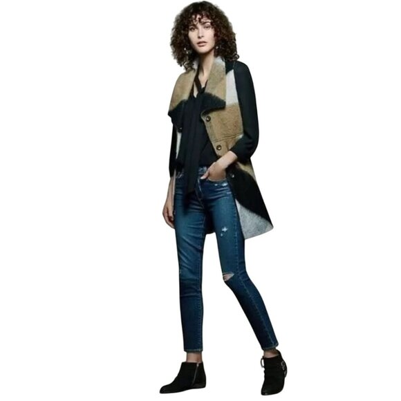 Anthropologie Elevenses Buffalo Plaid Vest Western Blanket Size S - Picture 7 of 11